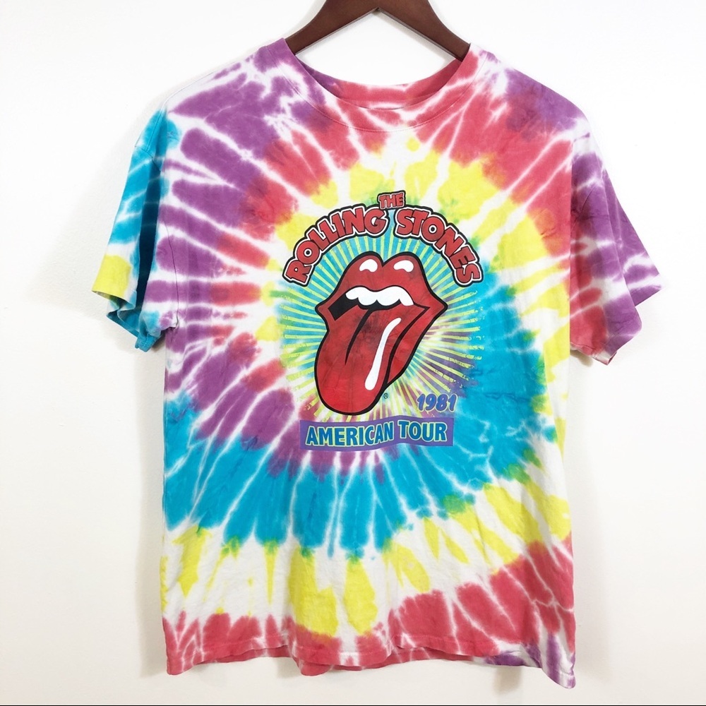 ROLLING STONES Tie Dye Graphic Band Concert Tee Small